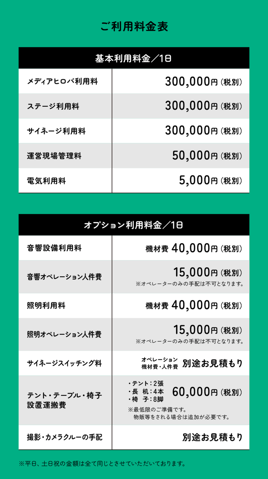 料金表