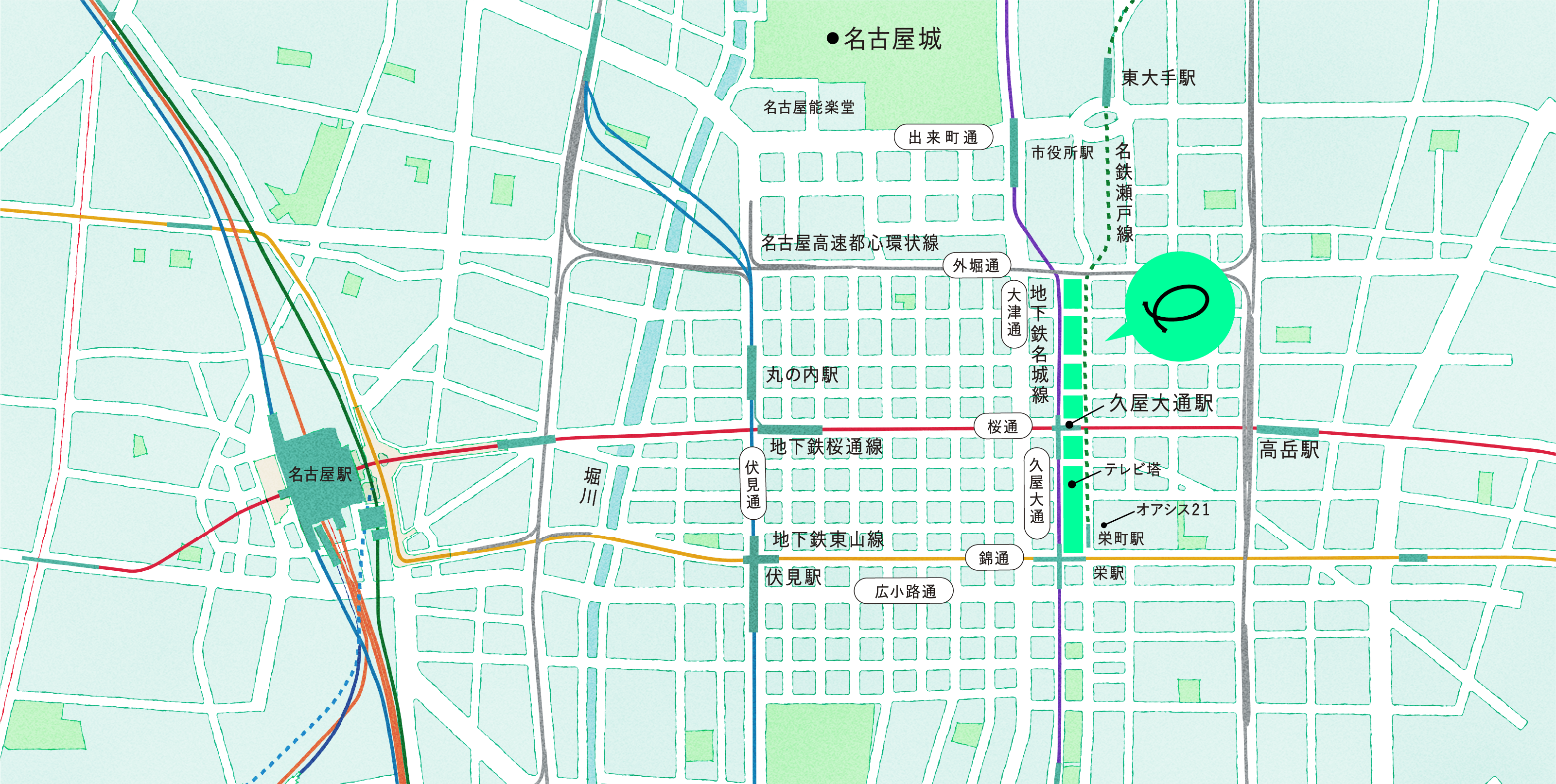 久屋大通公園への地図